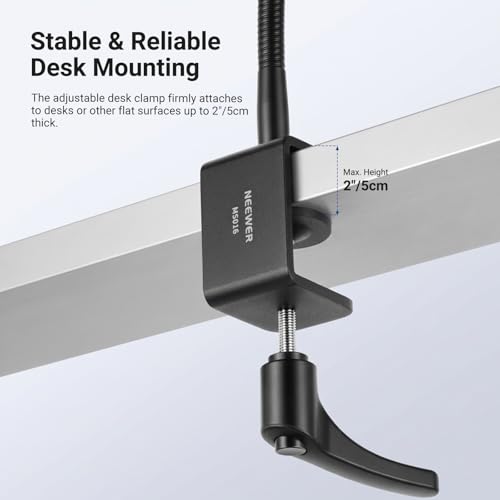 NEEWER Desk Microphone Stand with Flexible Arm, Mic Holder Table Clamp Mount with Clip & 3/8" to 5/8" Adapter Compatible with Blue Yeti Snowball HyperX QuadCast SoloCast Shure, MS016