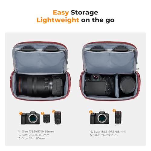 K&F CONCEPT Camera Sling Bag Small Crossbody Camera Case DSLR/SLR/Cute Compact Shoulder Photography Bags for Photographers - color: 10-Red