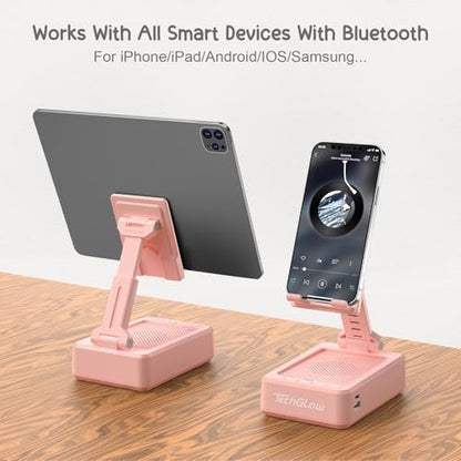 TechGlow Gifts for Men Women Foldable Cellphone Stand with Charging Function Birthday Gift Idea for Mom Dad Cool Gadget Tech Gifts-Pink - color: Pink