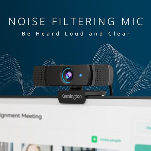 Kensington W1060 EQ 1080p Fixed Focus Webcam with Stereo Microphones, Auto Light Correction, USB Plug‑and‑Play for PC & Mac (K81171WW)