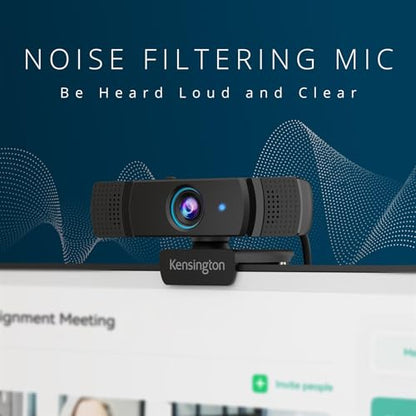 Kensington W1060 EQ 1080p Fixed Focus Webcam with Stereo Microphones, Auto Light Correction, USB Plug‑and‑Play for PC & Mac (K81171WW)