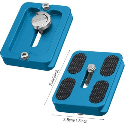 Frienda 2 Pieces Metal Quick Release Plate with 1/4''-20 Camera Screw Tripod Mount Plate Fits Standard for DSLR Camera Tripod Ball Head(Pu50,Black and Blue) - color: Black and Blue, style: PU50