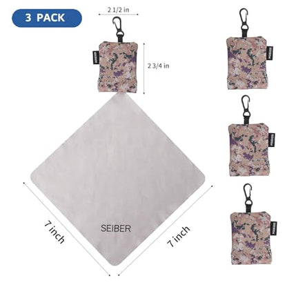 SEIBER Microfiber Eyeglass Cleaning Cloth with Pouch, 3PCS, Camo Desert | Neoprene Pouch 7x7 Inch Cloth,Soft Glasses Cleaning Cloth, For Sunglasses, Laptops, Camera Screens, Self-Closing Design - color: Camo Desert-(3pack)
