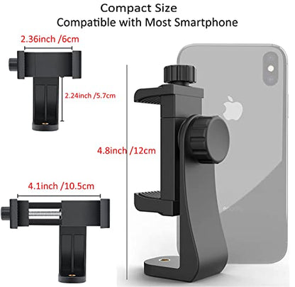 Cell Phone Tripod Mount Adapter, Universal Phone Holder Adjustable Clamp, 360 Degree Rotatable Bracket 1/4" Screw Clip for iPhone, Samsumg, Selfie Stick, Monopod (Black-2 Pack) - color: Black-standard-2 pack