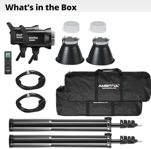Godox SL60II-D LED Video Light Kit 2Pack Continuous Light Set, Square Grid Softbox,Light Stand, Remote Control & Honeycomb Grid for Studio Video Recording, Filming, Podcast (2PCS)
