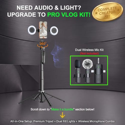 71" Auto Face Tracking Tripod with Ring Light, 360° Rotation Phone Tripod with Remote & No App Required, Extendable Selfie Stick Tripod for iPhone/Camera, Live Streaming Equipment for TikTok/YouTube - size: Tripod with 2 Ring Lights