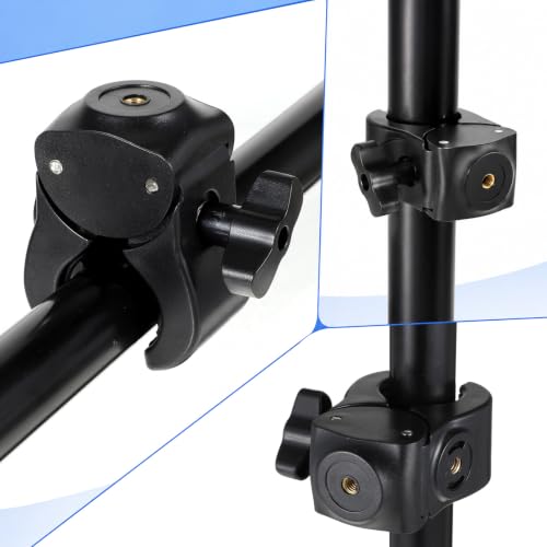 Camera Clamp Mount with 1/4 Threded Connector, Monitor Camera Clamp Mount Clip Holder Light Flash Holder Webcam Stand for Cameras Tripod Pole Pography Phone Video Live Stream