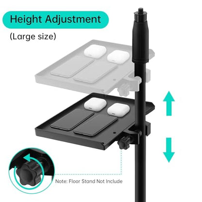2Pcs Mic Stand Tray, Clamp-on Shelf for Recording Karaoke Live Streaming | 9.4"x6.8" & 7.9"x5.5" . Max load 1.5kg. Tool-free . Fits tripod stand,music stand.Holds mixer, sheet, phone, water bottle. - size: 9.4"*6.8"+7.9"*5.5"