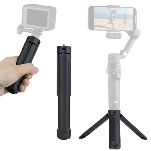 Mini Tripod for DJI Pocket3/4 2-in-1 Desktop Stand & Grip Handle - Ultra Portable Geared Heads Tripod for DSLR Webcam Phone 1/4” Mount 2oz Lightweight