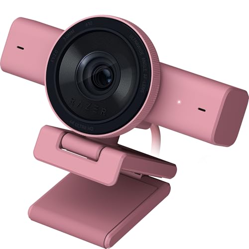 Razer Kiyo V2 Streaming Webcam: 4K 30 FPS, 1080p 60 FPS - AI Powered Auto-Framing - Built-in Microphone - Ultrawide Angle Lens - Privacy Cover - Works with OBS, Xsplit, Discord, Zoom, Teams - Pink - color: Pink