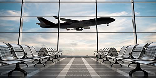 20x10ft Fabric Airport Backdrop Lounge with Plane Pilot Jet Birthday Party Video Recording Zoom Meeting Conference Baby Shower Photoshoot Business Studio Decoration Photography Props - size: 20x10FT