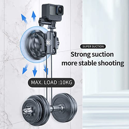TELESIN Suction Cup Car Mount with Phone Holder, Windshield Window Dashboard Boats Vehicle Attach for DJI Osmo Pocket 4/3 Action 6/5/4 GoPro Mission 1 PRO Hero 13 Insta360 Luna Ultra Xtra Camera Mount - color: Suction Mount+Phone Holder
