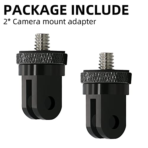 1/4 Inch Aluminum Metal Camera Mount Adapter, Conversion Camera Tripod Mount Compatible with GoPro Hero 13/12/11/10/9/8 Black,DJI Action 6/5 Pro/4/3 and More Action Cameras 1/4 Accessories（2 Packs） - color: Aluminum straight adapter