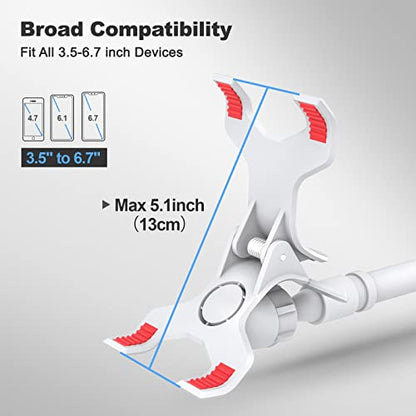 Gooseneck Cell Phone Holder, Universal 360 Flexible Phone Stand Lazy Bracket Mount Long Arms Clamp for Phone 13 Pro Xs Max XR X 8 7 6 6s Plus and Other 3.5~6.7'' Device (White)… - color: White