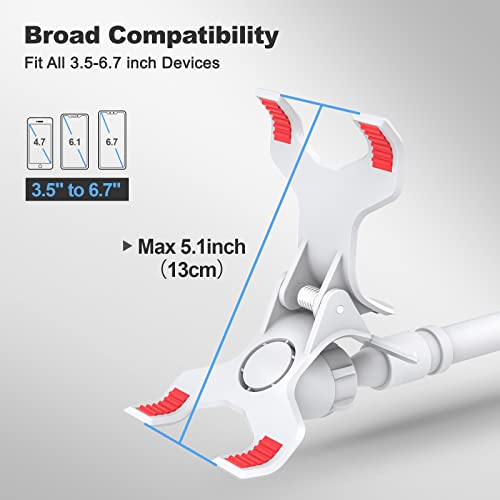 Gooseneck Cell Phone Holder, Universal 360 Flexible Phone Stand Lazy Bracket Mount Long Arms Clamp for Phone 13 Pro Xs Max XR X 8 7 6 6s Plus and Other 3.5~6.7'' Device (White)… - color: White