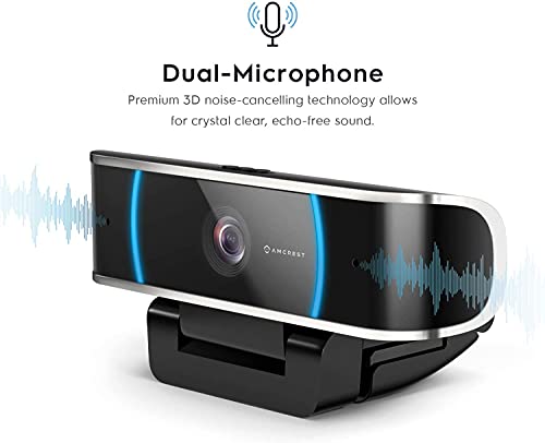 Amcrest 5-Megapixel Webcam with Microphone, Web Cam USB Camera, Computer HD Streaming Webcam for PC Desktop & Laptop w/Mic, Wide Angle Lens & Large Sensor for Superior Low Light (AWC5100)