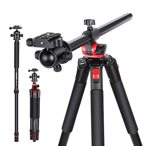 NEEWER 79 inch Camera Tripod Monopod with Center Column and Ball Head Aluminum, Arca Type QR Plate, Bag, Horizontal Tripod Overhead Camera Mount for DSLR Camera, Video Camcorder, Max Load: 33lb - style: N284L+G0(79 inch)