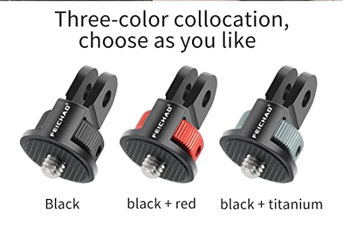 Upgraded Universal Camera Mount Adapter 360 Degree Swivel 1/4" Screw Converter CNC Aluminum Metal Compatible with Gopro Hero 10 9 8 7, Eken, Insta360 One X X2 R Action Camera (Black) - color: Black