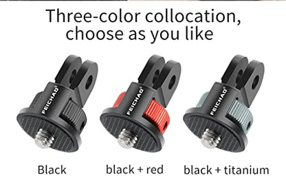 Upgraded Universal Camera Mount Adapter 360 Degree Swivel 1/4" Screw Converter CNC Aluminum Metal Compatible with Gopro Hero 10 9 8 7, Eken, Insta360 One X X2 R Action Camera (Black) - color: Black