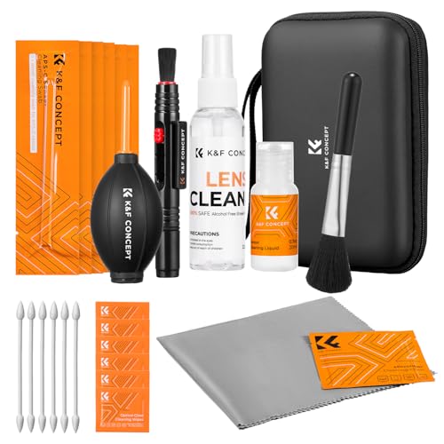 K&F Concept 25-1 Professional Camera Cleaning Kit with APS-C Sensor Cleaning Swabs/60ML & 20ML Lens Cleaner/Cleaning Wipes/Camera Blower/Lens Pen Brush/Microfiber Cloths/Carrying Case - size: 16mm