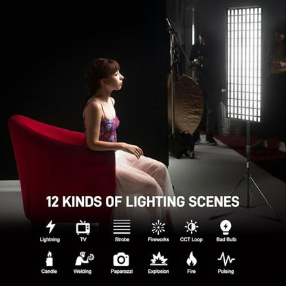 GVM 200W Bi-Color LED Light Panel, Z200B Ultra-Thin Expandable Soft Video Light 2700K–6800K CRI 97+, Modular Zipper Design, App & DMX Control Photography Light for Studio, Film & Live Streaming - size: Z200B