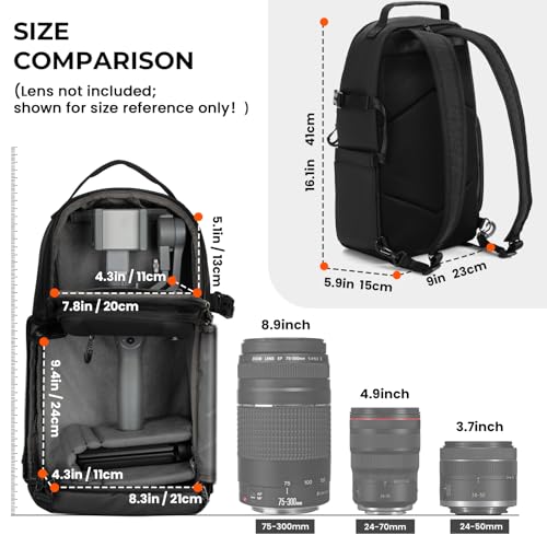 TARION Camera Backpack Sling Bag - 9L Compact Camera Bag 2-in-1 Waterproof Crossbody Sling Bag with Side Access & Dual Strap & Raincover for Photographers (TR-S) - color: 2-in-1 Sling Bag Black, size: Large