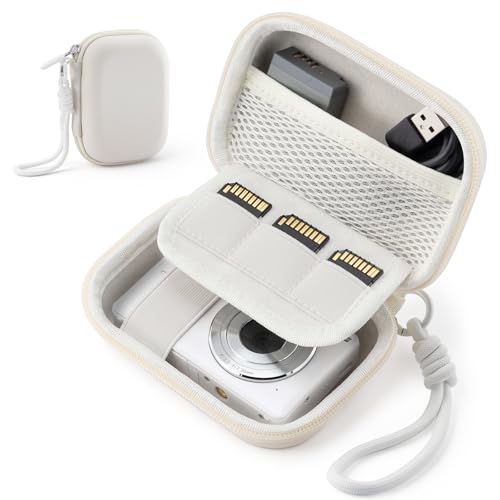 Camera Case for Digital Camera CAMKORY DC403 FHD 1080P/ KODAK PIXPRO FZ55/ FZ45, Small Travel Compact Camera Holder with Mesh Pocket for Accessories SD Card (White) - color: White