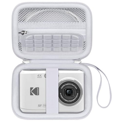 Canboc Carrying Case for Kodak PIXPRO FZ55/ FZ45 16MP Digital Camera, FZ45 Video Vlogging Camera Bag, Mesh Pocket fit Cable, SD Card, White (Case Only) - color: Small-White
