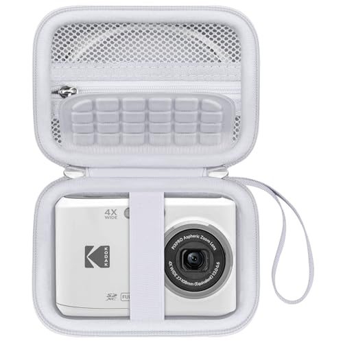 Canboc Carrying Case for Kodak PIXPRO FZ55/ FZ45 16MP Digital Camera, FZ45 Video Vlogging Camera Bag, Mesh Pocket fit Cable, SD Card, White (Case Only) - color: Small-White