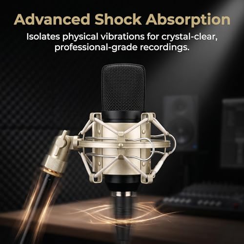 Miwayer Universal Microphone Shock Mount, Cobweb Anti-Vibration Suspension, Compatible with 1.6-1.8 Inch Large Diaphragm Condenser Mics for CAD U37, NW-700, MXL770, GLX220, Universal Studio Mic Clip - size: 1.6-1.8"(42-47mm) Silver