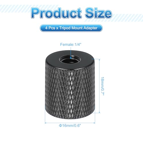 PATIKIL Tripod Screw Adapter 1/4" Female to 1/4" Female, 4 Pcs Tripod Nut Connectors Camera Mount Screw Camera Double Head Converter for Microphone Holder Magic Arms Accessories, 18 mm - size: 1/4" Female to 1/4" Female,18 mm