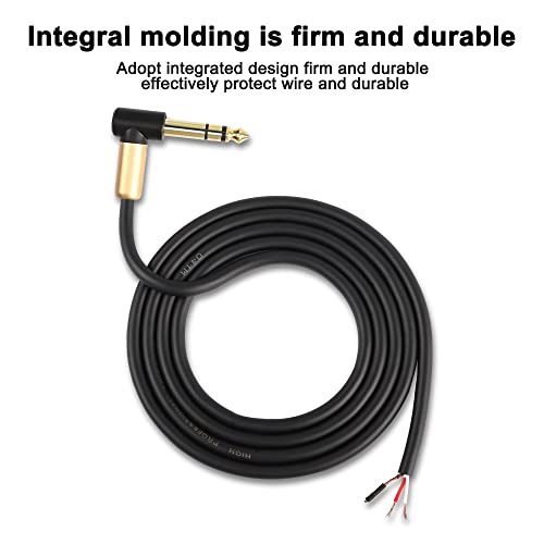 XMSJSIY 6.35mm TRS Pigtail Cable 1/4 inch Stereo Male Plug to Bare Wire Adapter Connector Open End Audio Cable Right Angle 3- Pole Speaker Amplifier Microphone Cable Replacement (2M/6.5FT) - style: 2M/6.5FT