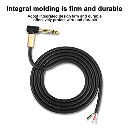 XMSJSIY 6.35mm TRS Pigtail Cable 1/4 inch Stereo Male Plug to Bare Wire Adapter Connector Open End Audio Cable Right Angle 3- Pole Speaker Amplifier Microphone Cable Replacement (2M/6.5FT) - style: 2M/6.5FT