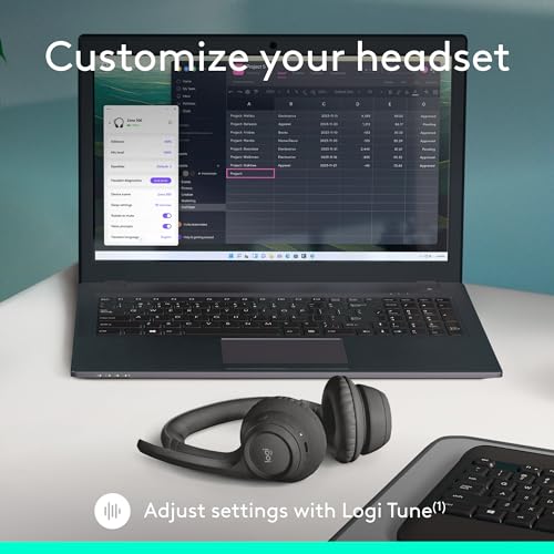 Logitech Zone 301 Wireless Bluetooth Headset with Noise-Canceling Microphone, Compatible with Windows, Mac, Chrome, Linux, iOS, iPadOS, Android – Graphite - color: Graphite