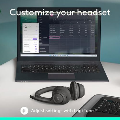 Logitech Zone 301 Wireless Bluetooth Headset with Noise-Canceling Microphone, Compatible with Windows, Mac, Chrome, Linux, iOS, iPadOS, Android – Graphite - color: Graphite
