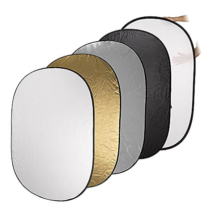 Fotodiox 40x60in 5-in-1 Collapsible Reflector Panel with Bag for Photography and Video - Black, Gold, Silver, Translucent, and White Panel - size: 40x60in (100x120cm)