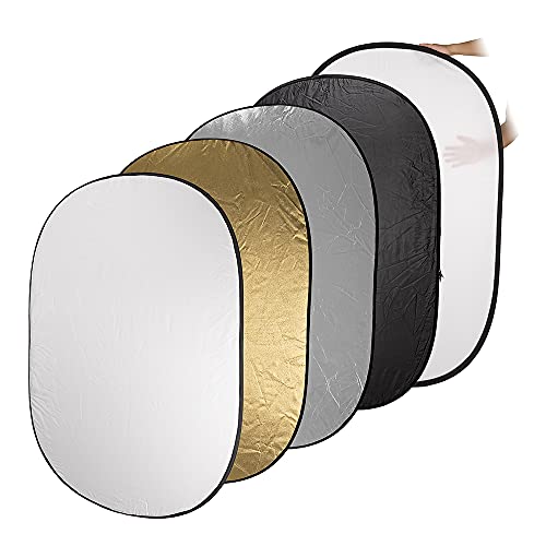 Fotodiox 48x72in 5-in-1 Collapsible Reflector Panel with Bag for Photography and Video - Black, Gold, Silver, Translucent, and White Panel - size: 48x72in (120x180cm)
