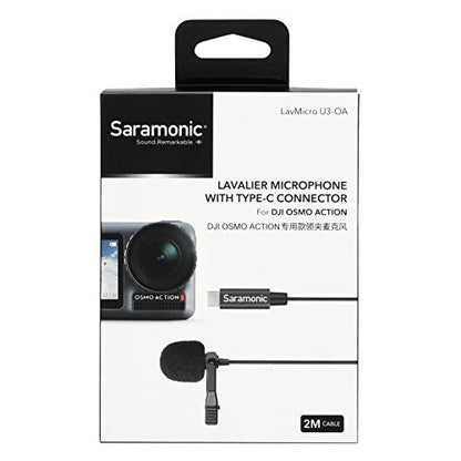 Saramonic LavMicro U3-OA | Compact Clip-On Omnidirectional Lavalier Microphone Designed for DJI Osmo Action with 6.6' (2m) Cable & USB-C Connector