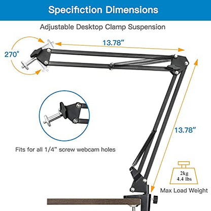 Webcam Stand Desktop Adjustable Suspension Boom Scissor Arm Camera Clamp Webcam Mount Holder for Logitech Webcam C920 C930 C922 C615, Microsoft LifeCam and Other Devices with 1/4" Thread - color: Scissor Arm Webcam Stand
