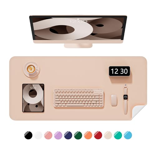 Desk Pad, 23.6" x 13.8" PU Leather Non-Slip Desk Mat Large Mouse Pad for Desktop, Waterproof Laptop Computer Writing Mat for Office, Home, Work, Gaming, Flesh Pink - color: Flesh Pink, size: 23.6" x 13.8"