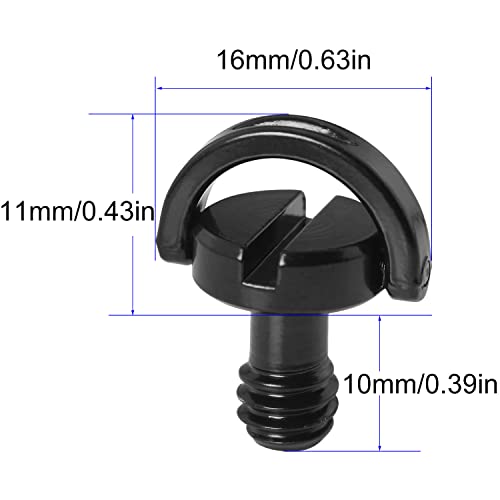 1/4inch Tripod Screw LUORNG 2PCS 1/4"-20 Stainless Steel D Shaft D-Ring for Camera Camcorder Tripod Monopod QR Quick Release Plate, Mounting Screw Adapter, Quick Release Camera Screw, Black