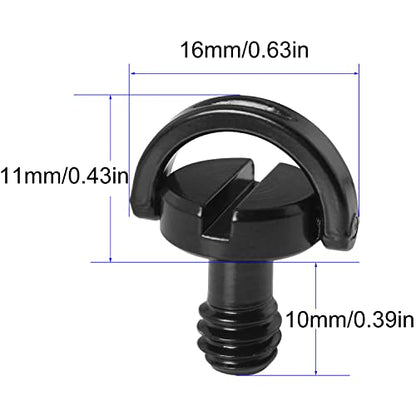 1/4inch Tripod Screw LUORNG 2PCS 1/4"-20 Stainless Steel D Shaft D-Ring for Camera Camcorder Tripod Monopod QR Quick Release Plate, Mounting Screw Adapter, Quick Release Camera Screw, Black