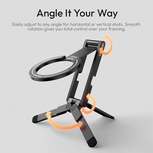 ULANZI MA60 Magnetic Phone Tripod Stand for iPhone 17 16 15 14 13 12 - Ultra Thin 0.8cm Foldable Aluminum Mini Tripod, Strong N52 Magnet Quick Mount, Pocket Cell Phone Stand, Black - color: BLACK