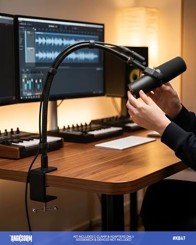 Table Microphone Clamp KB47 - Heavy-Duty Desk Mic Metal Clamp Mount with 5/8-27 Male and 3/8-16 Female Thread, 1PCS - color: C-CLAMP MOUNT (1PCS)