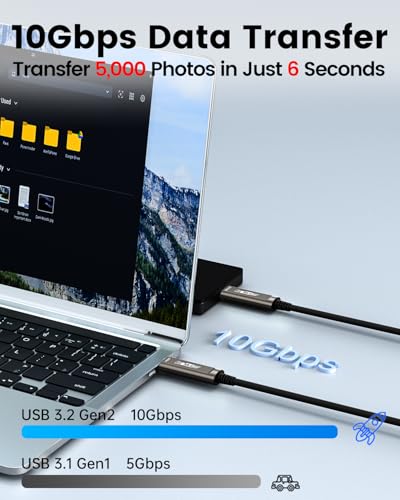 USB C Fiber Optic Cable 16.5FT, 10Gbps Active Optical USB 3.2 Gen2 Cable with German SiliconLine Chip, Long Distance for Machine Vision,Logitech 4K Camera,VR/AR,Video Conference,Industrial Equipment - size: 16.5FT