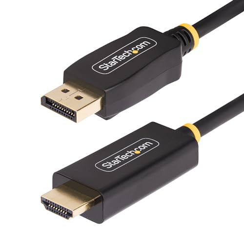 StarTech 6.6ft Active DP to HDMI 2.0b Cable, 4K 60Hz, HDR | 2m, Active Video Converter, 4:4:4 RGB, 7.1ch Audio, HDCP 1.4/2.3, Backward Compatible 4K 30Hz, DisplayPort to HDMI 2.0b