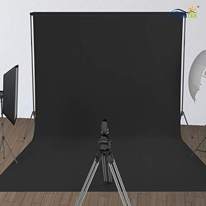 ISSUNTEX 6X9 ft Background Muslin Backdrop, Photo Studio, Collapsible High Density Screen for Video Photography and Television-Black - color: Black, size: 6X9 ft
