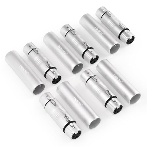 10 Pack (5 Pair) Professional XLR Adapter, 3 Pin XLR Female to Female & Male to Male Connector, Fit for Microphone, Audio Mixer, Speaker, Silver - size: 5 Pair