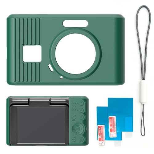 Case for Kodak PIXPRO C1 accessories,Soft Silicone Protective Case,Comes with 2 Screen Protectors and 1 Wrist Strap - Dark green - color: Dark green