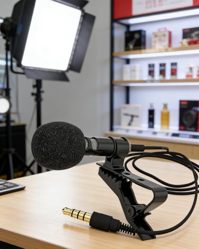 2Pack 3.5mm Lavalier Lapel Clip-on Omnidirectional Microphone, Hands-Free Mic for Phone, Camera - color: Black, size: 2-Pack